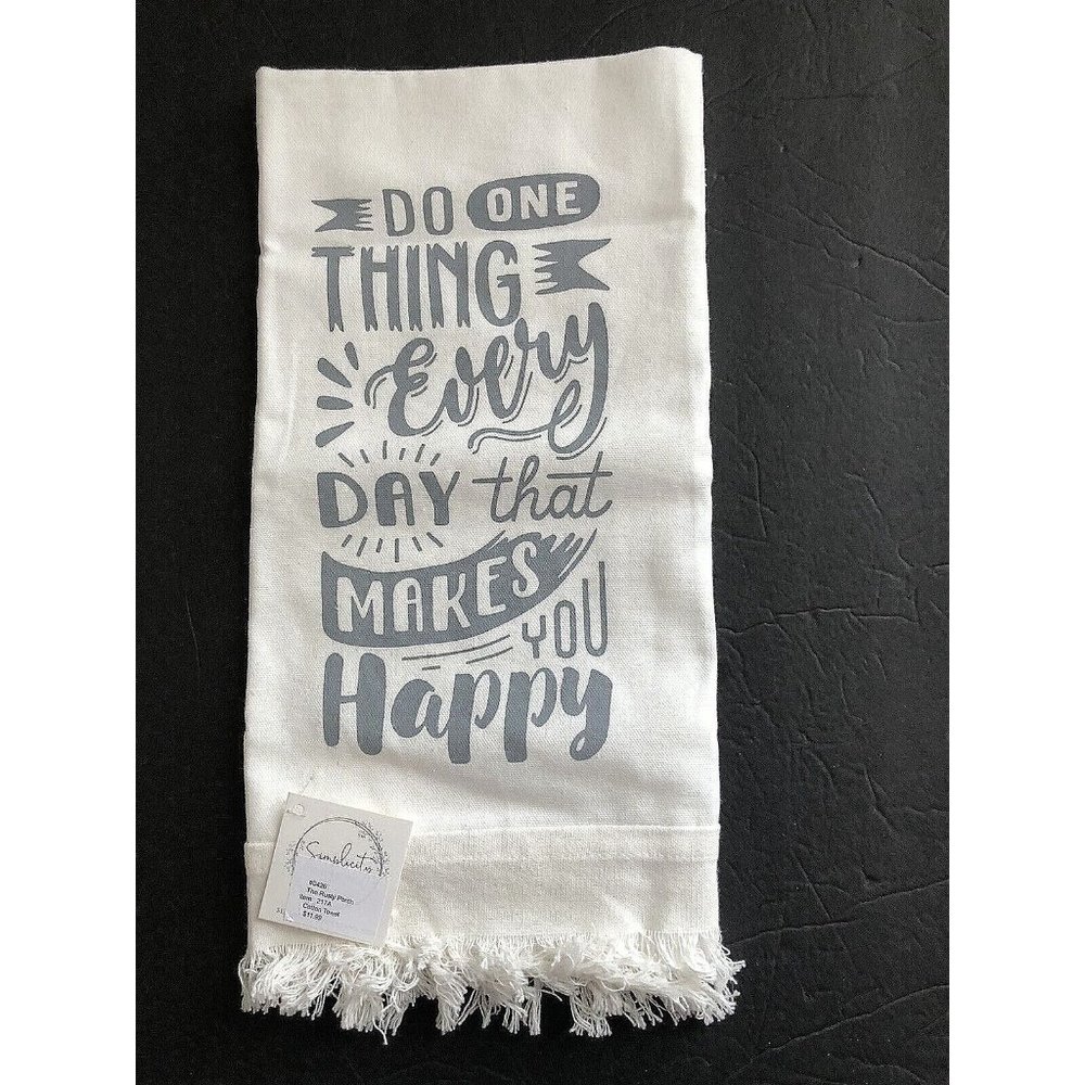 Second Nature By Hand Dish Towel Do One Thing Saying Phrase Ivory Cotton Fringed